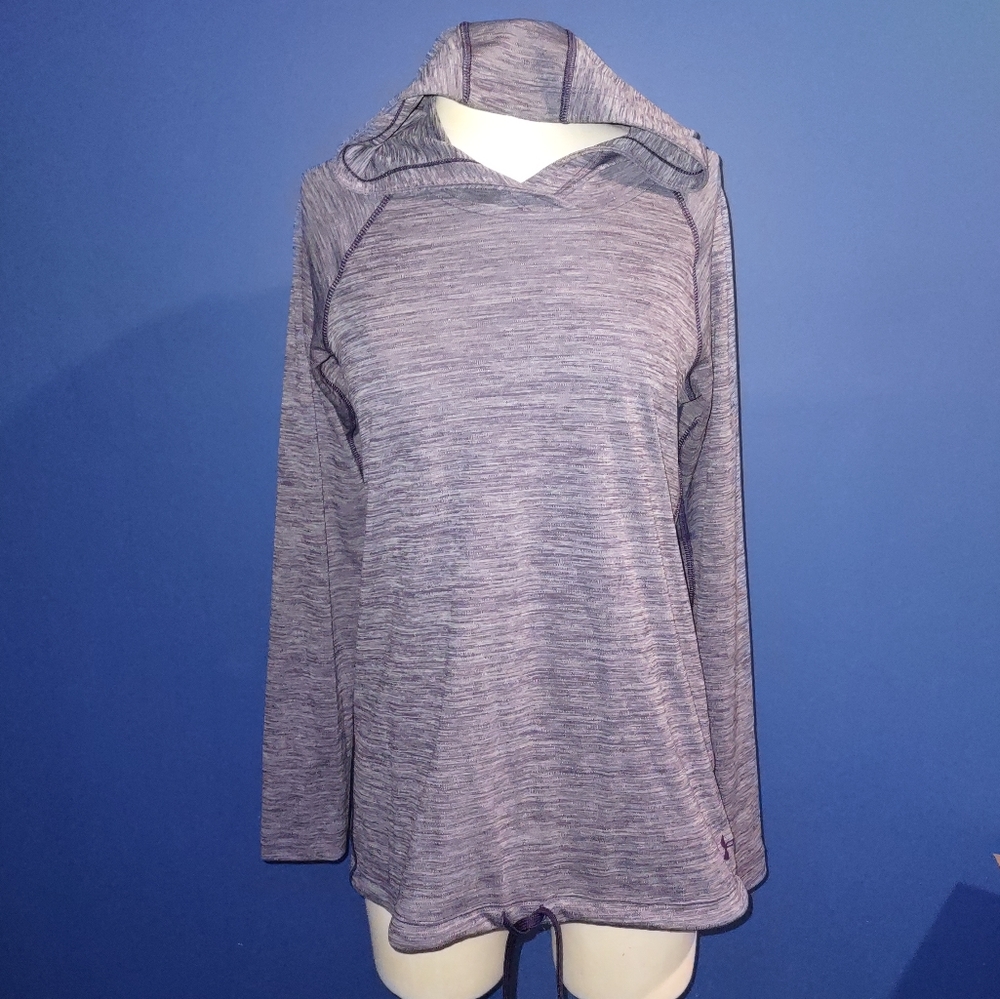2/$40 EUC Under Armour Heatgear Long Sleeve Hooded Loose Fit Shirt XS GRAY